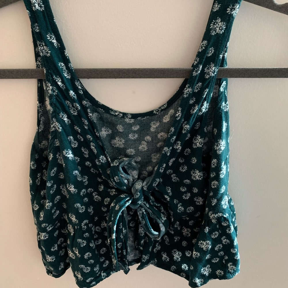 floral front tie tank